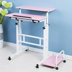 각도 높이조절 책상 조립식 스탠딩 테이블 핑크(일반)