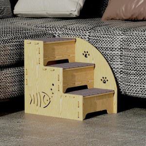 강아지 원목 논슬립 스텝 우드 발판 소형 침대 사다리 나무