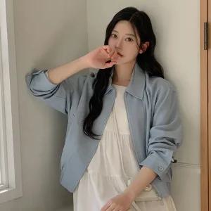 켄즈 루즈핏 블루종 투웨이 점퍼 봄 가을 데일리룩 출근룩
