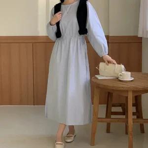 슬로우 스트링 긴팔 원피스 봄 가을 데일리룩 데이트룩