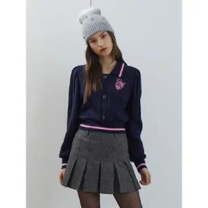 [하프클럽/에고이스트]네이비 니트카라 단추 포인트 티셔츠 EN4CL164