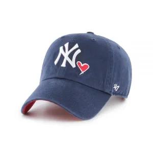 47 브랜드 MLB 뉴욕 양키스 네이비 레드 유니 하트 아이콘 클린업 조절 가능한 야구 모자 아빠 모자 성인용