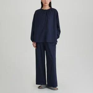 [JAJU](강남점)(슬립) JAJU 여 퓨어 코튼 긴팔 파자마 셔츠 J205101002