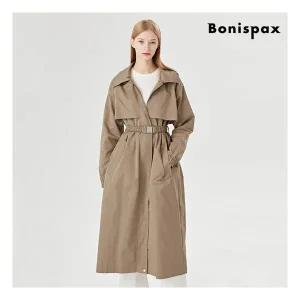 [보니스팍스(여성의류)]벨티드 루즈핏 후드 긴팔 롱 야상 자켓 (XO3JK023L0) 725898