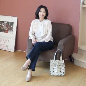 T57385 이중케이프 블라우스 니트 50대 엄마옷