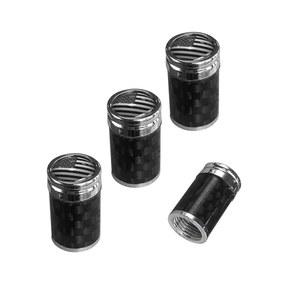 지시너 4 PCS 타이어 밸브 스템 캡 커버, 카본 파이버 오토 림 휠 스템 에어 캡 커버 나사, 차량용 범용 자동차 외장 액세서리, 오토바이, 자전거(블랙앤화이트 미국, 실버)