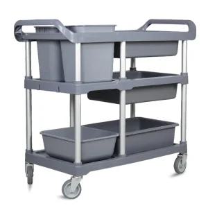 식당 웨건 업소용 설거지 이동식 바스켓 수레 왜건 카트 (회색) + 통 5개