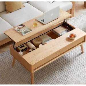 리프트업소파테이블 슬림 원룸 모던 수납 거실 테이블 1.0m 로그색 리프트 테이블