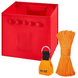 LOYIM 3개 식목공 던지기 라인 키트 및 큐브 번들 64L 접이식 식목공 던지기 라인 저장 큐브, 15온스 식목공 던지기 웨이트 백, 164피트 나무 작업용 폴리에스터 로프 장비