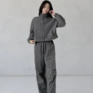 여성 스트라이프 트레이닝 카라넥 가을 재킷