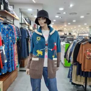 베네통/애플아울렛/모 100% 뽀글 카라 자카드 집업 가디건/BAKCA7561