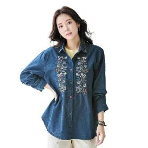 (우)플라워 자수데님 셔츠 재킷