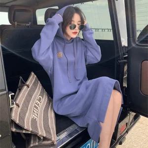 Ardez 여성 빅사이즈 후드 긴팔 롱 원피스 봄 가을 신상 루즈핏