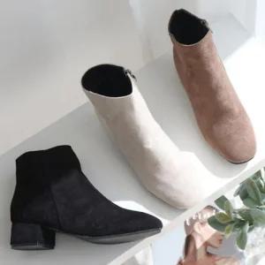 첼시 앵클부츠 스웨이드 앵글 둥근코 여성부츠 워커