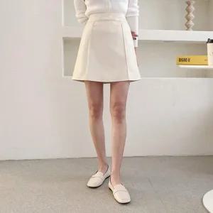 여자 겨울 핀턱 A라인 기본 키작녀 미니 스커트_4