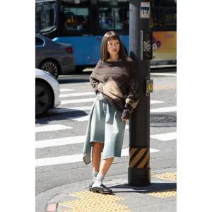 ZARA 다이아몬드 오프숄더 니트 스웨터 - 그레이 / 베이지