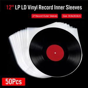 50PCS 12인치 비닐 레코드 보호기 LP 봉투 정전기 방지 슬리브 외부 내부 플라스틱 투명 커버 컨테이너