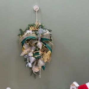 /플라워트리 크리스마스 벽장식 트리 샤이니 그린벨벳 60cm 벽걸이