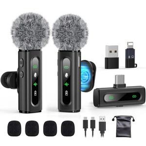 USB C 라발리에 마이크 무선 미니 마이크: 타입 안드로이드 폰/태블릿/PC 비디오 녹화 클립온 마이크, 회전 가능한 클립 및 노이즈 녹음, 브이로그 틱톡 유튜브 팟캐스트 콘텐츠