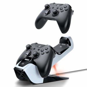 바이오닉 파워 스탠드 Xbox 컨트롤러 충전소: 무선 Xbox One/S/Elite 컨트롤러 2개, 전원 어댑터 및 배터리 팩 2개 포함, 백라이트 상태 표시기