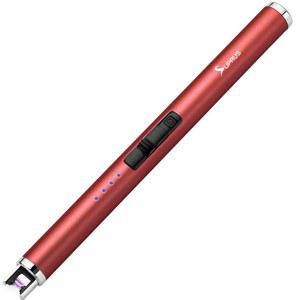 업그레이드된 LED 배터리 디스플레이 안전 스위치를 갖춘 SUPRUS 전기 라이터 양초 타입 C 충전식 요리 큐 놀이용 무염 방풍 스위치 빨간색