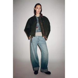 [정품] 자라 자켓 코트 데일리 아웃터 ZARA ZW 컬렉션 대비 칼라 왁스 재킷 - 카키