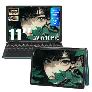 Svikou 11인치 그린 2-in-1 컨버터블 터치스크린 노트북 FHD (1920x1200) IPS 디스플레이 텔 N100 프로세서