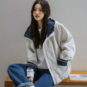 [시크폭스] 브리오 배색 후드 바람막이 점퍼_54JP1052