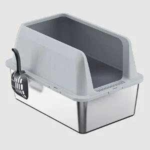 [콩심팥심]고양이 높은 방지벽 스텐 화장실 1P 모래삽 평판형 고양이배변