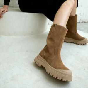 소가죽 스웨이드 겨울부츠 트랙 털부츠 4.5cm / LA2215P