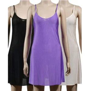 [하프클럽/](뵈뵈)끈조절 슬립 세로 골지 인견 끈원피스