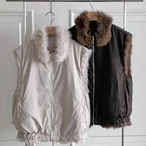 [신세계라이브쇼핑][옷자락] 여성 러버서블 퍼 하이넥 집업 조끼 베스트