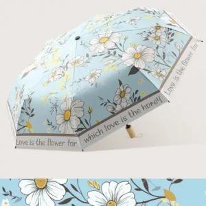 고급 우드 손잡이 양산 접이식 3단 우산 로즈 양우산