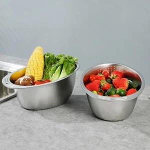 야채 과일 쌀씻는 통 스텐 믹싱볼 채반 세척볼