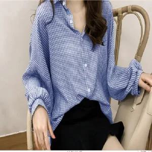 여성체크남방 정장셔츠 블라우스 여성 3컬러 남방셔츠 사무실 정장 하객룩 현장근무복