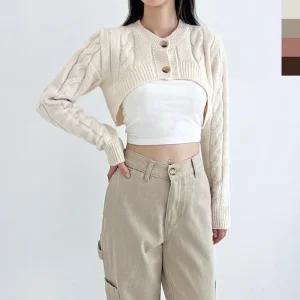 ONM 여성 볼레로 크롬 유니크한 숏 가디건