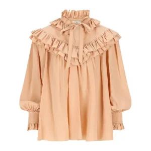 오버사이즈 크레이프 드 신 러플 블라우스 CH25WHT14005 285