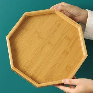 원목 소형 트레이 24cm 육각 우드 다기 카페 나무