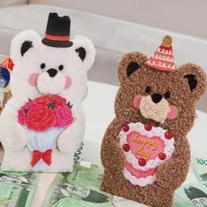 사랑스러운 곰돌이 인형 카드 지갑 용돈 포켓 신년 기념일 선물 (WFK8P9J)