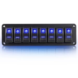 자동차 마린 보트 RV용 로커 스위치 패널 방수 8 갱 알루미늄 토글 12 V 24V