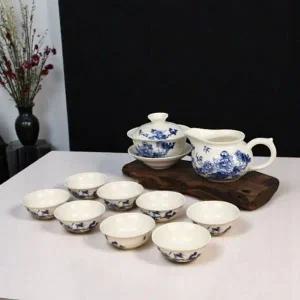 청화백자 다기세트 화문 개합 전통 차도구 고급
