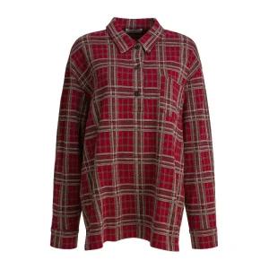 이자벨마랑 체크 패턴 클래식 칼라 셔츠 25HCH0261FAC4K01I70RD RED