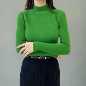 [하프클럽/]여성 슬림핏 소프트 반목 긴팔 니트 티셔츠 데일리웨어