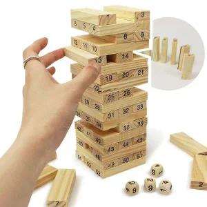 [셀러에이드]나무 블럭 쌓기 54P 놀이 보드 게임 유아 초등 유치원 쌓기놀이