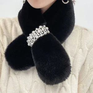 여성 봄 패션 넥 워머 진주 퍼 데일리 여성 목도리 블