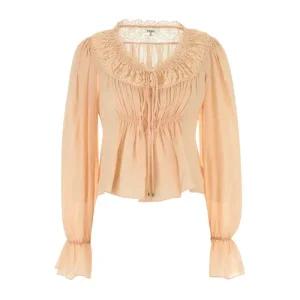 러플 칼라 타이 넥 크레이프 블라우스 CH25AHT87117 6I0