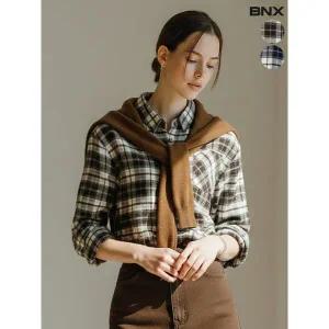 [하프클럽/]여성 루즈핏 체크 숄세트 셔츠