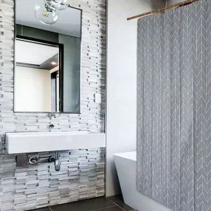 헤링본 체크 샤워 커튼 소 욕실압축봉 투명커튼