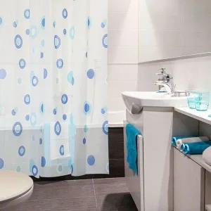 땡땡이 반투명 샤워 커튼 블루 소 화장실커텐 목욕커튼