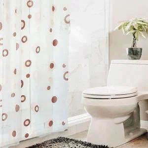땡땡이 반투명 샤워 커튼 브라운 소 욕실커텐 화장실커텐 목욕커튼